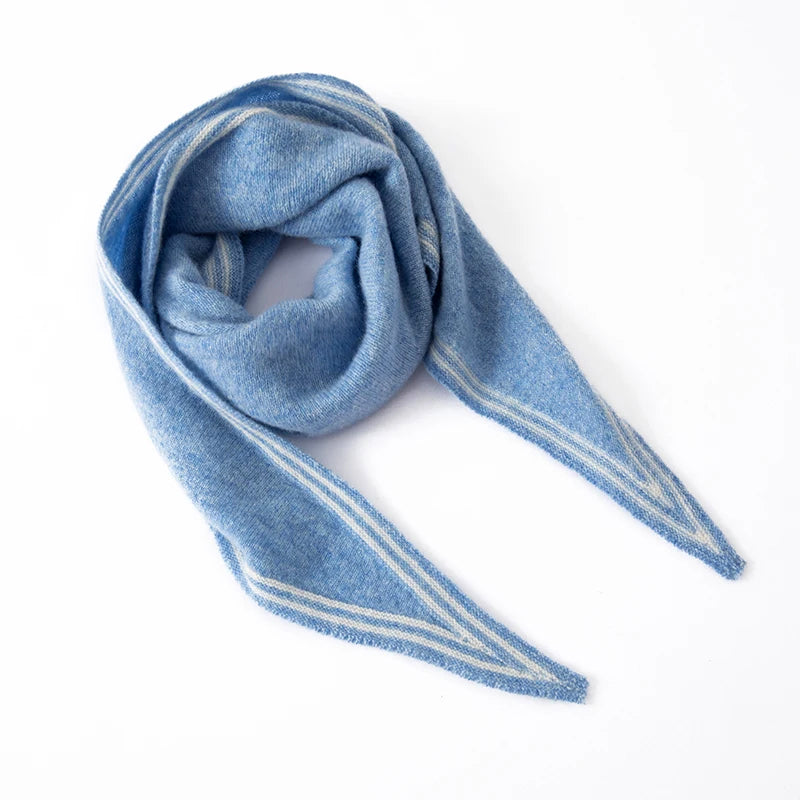 Women__ Cashmere Scarf with Contrast Stripe Trim