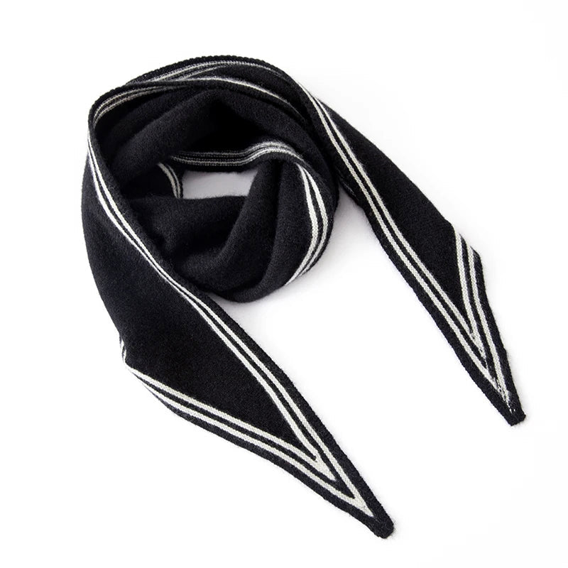 Women__ Cashmere Scarf with Contrast Stripe Trim