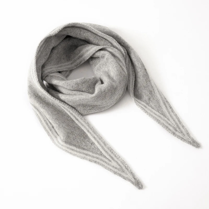Women__ Cashmere Scarf with Contrast Stripe Trim