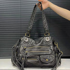 Women__ Casual Faux Leather Shoulder Bag with Multiple Pockets