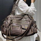 Women__ Casual Faux Leather Shoulder Bag with Multiple Pockets
