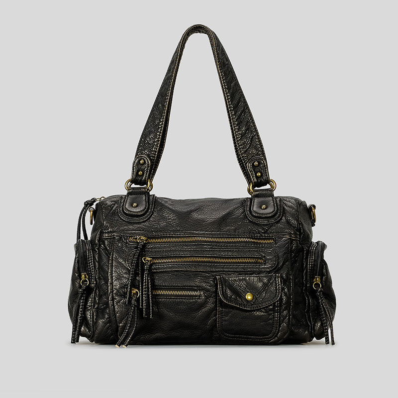 Women__ Casual Faux Leather Shoulder Bag with Multiple Pockets