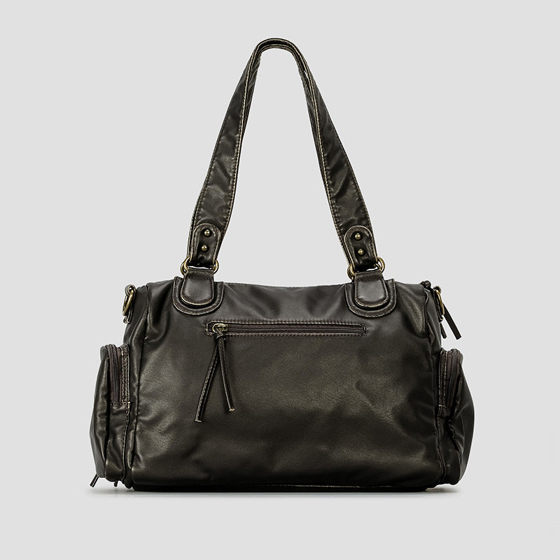 Women__ Casual Faux Leather Shoulder Bag with Multiple Pockets
