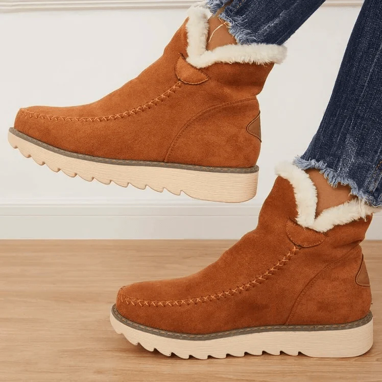 Women__ Cozy Mid-Ankle Suede Boots with Fleece Lining