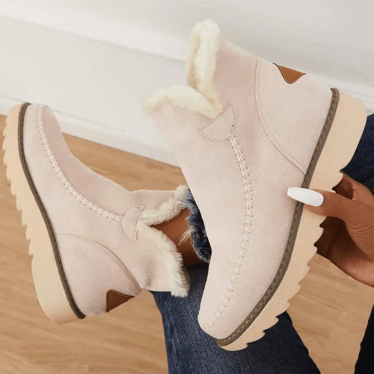Women__ Cozy Mid-Ankle Suede Boots with Fleece Lining