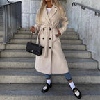 Women__ Double-Button Long Coat with Side Pockets