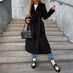 Women__ Double-Button Long Coat with Side Pockets