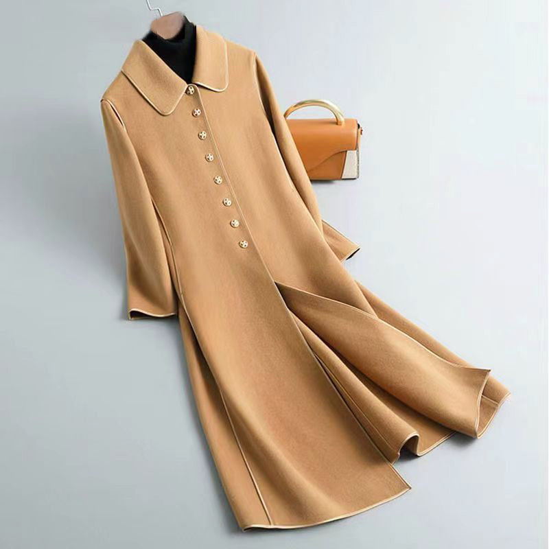 Women__ Double-Sided Long Coat with Rounded Collar