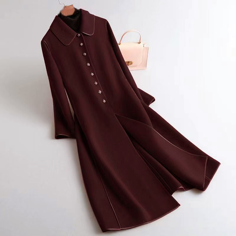 Women__ Double-Sided Long Coat with Rounded Collar