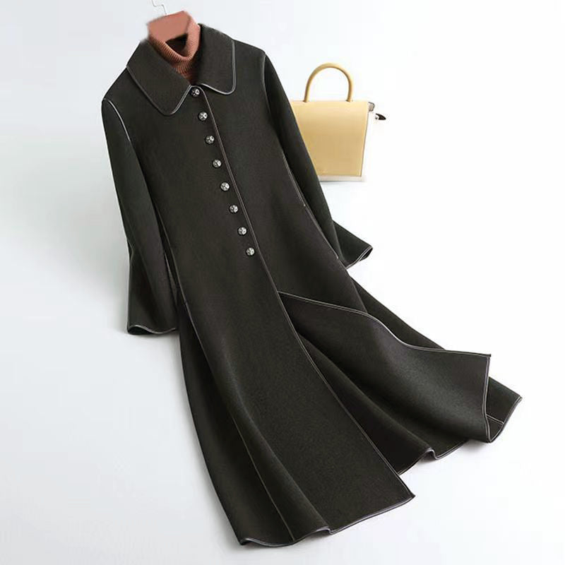Women__ Double-Sided Long Coat with Rounded Collar