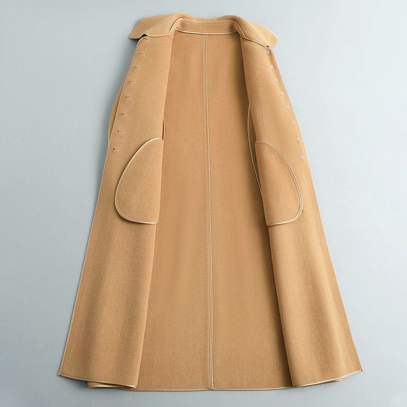Women__ Double-Sided Long Coat with Rounded Collar
