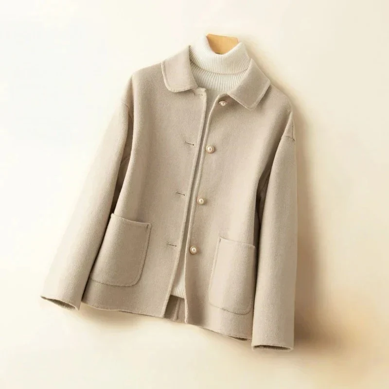 Women__ Double-Sided Wool Coat with Rounded Collar