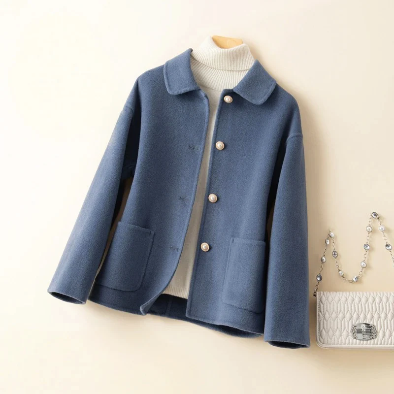 Women__ Double-Sided Wool Coat with Rounded Collar