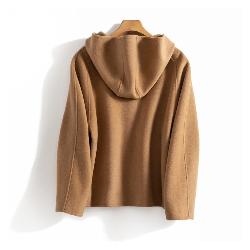 Women__ Double-Sided Wool Hooded Coat with Buttons