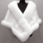 Women__ Faux Fur Cape Scarf with Wide Collar