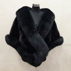 Women__ Faux Fur Cape Scarf with Wide Collar
