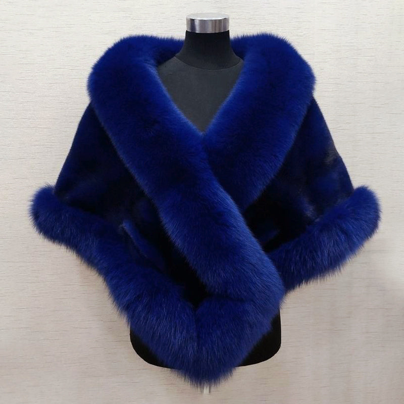 Women__ Faux Fur Cape Scarf with Wide Collar