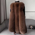 Women__ Faux Fur Vest with Belted Waist and Faux Leather Trim