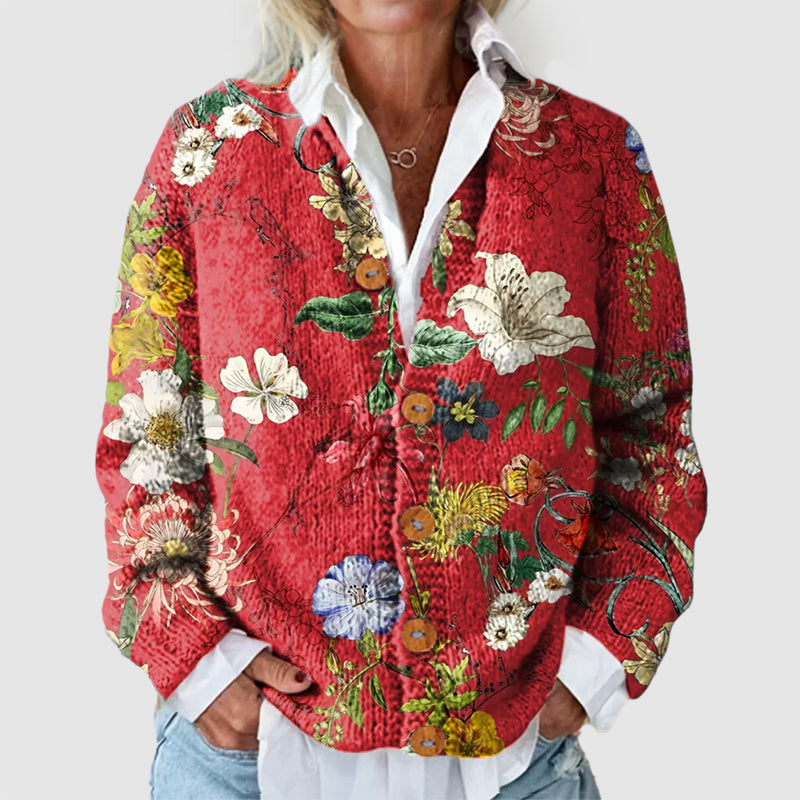 Women__ Floral Button-Front Cardigan