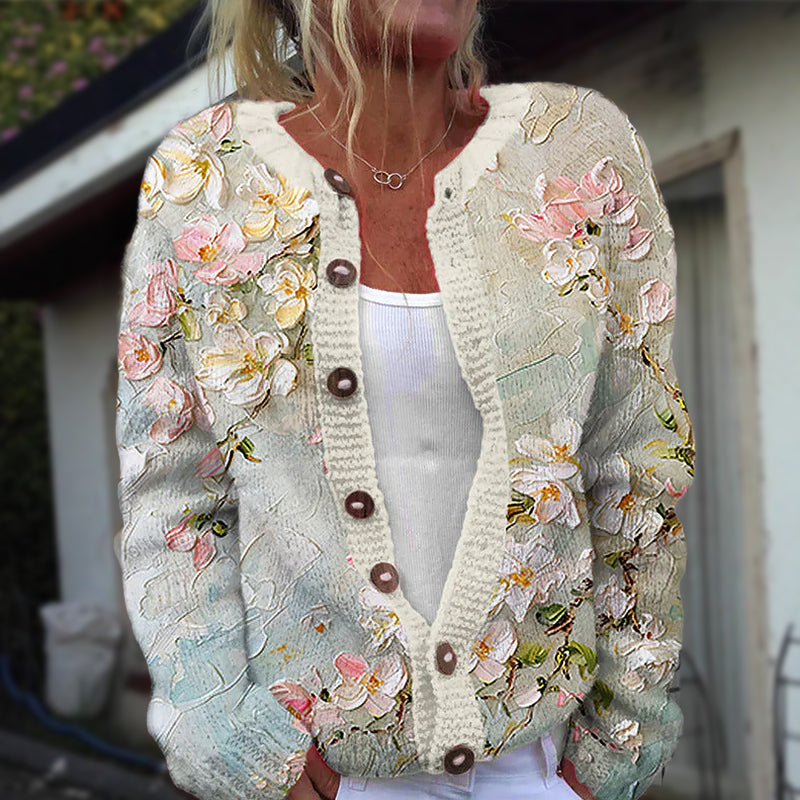 Women__ Floral Button-Front Cardigan
