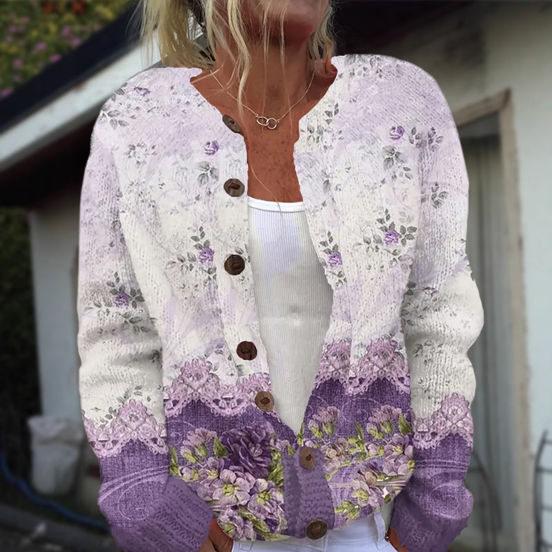 Women__ Floral Button-Front Cardigan