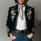 Women__ Floral Embroidered Short Jacket