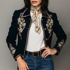 Women__ Floral Embroidered Short Jacket
