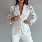 Women__ Floral Lace Blazer with Button Front