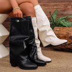 Women__ Fold-Over Knee Boots with Square Heels