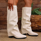 Women__ Fold-Over Knee Boots with Square Heels