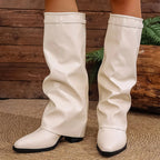Women__ Fold-Over Knee Boots with Square Heels