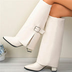Women__ Foldover Knee Boots with Buckle Detail