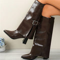 Women__ Foldover Knee Boots with Buckle Detail