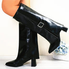 Women__ Foldover Knee Boots with Buckle Detail