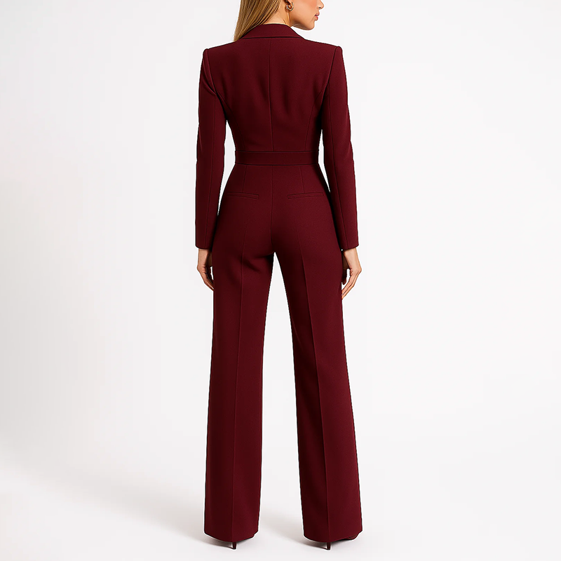 Women__ Formal Wide-Leg Jumpsuit with V-Neckline