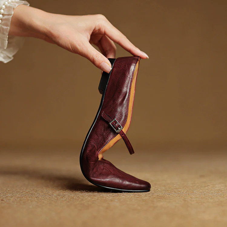 Women__ Genuine Leather Mules with Mary Jane Strap