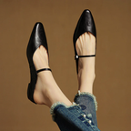 Women__ Genuine Leather Mules with Mary Jane Strap