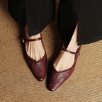 Women__ Genuine Leather Mules with Mary Jane Strap