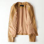 Women__ Genuine Leather One-Button Blazer Jacket
