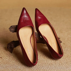 Women__ Genuine Leather Pointed Kitten Heels