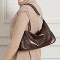 Women__ Genuine Leather Short-Handle Shoulder Bag