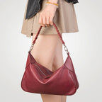 Women__ Genuine Leather Short-Handle Shoulder Bag