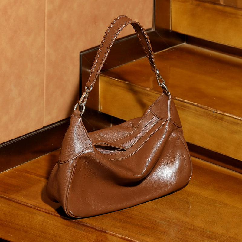 Women__ Genuine Leather Short-Handle Shoulder Bag