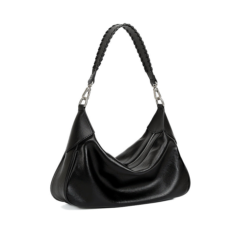Women__ Genuine Leather Short-Handle Shoulder Bag