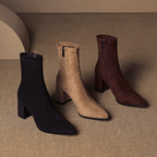 Women__ Genuine Suede Ankle Boots with Block Heel