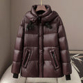 Women__ Goose Down Puffer with Hood and Zip Pockets