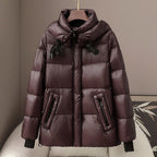 Women__ Goose Down Puffer with Hood and Zip Pockets