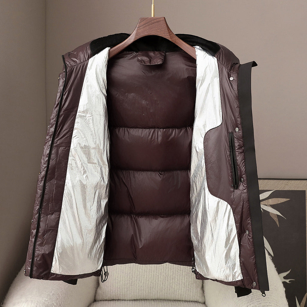 Women__ Goose Down Puffer with Hood and Zip Pockets