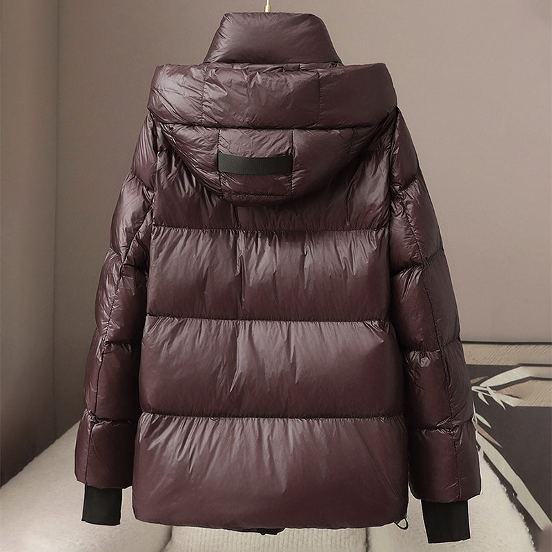 Women__ Goose Down Puffer with Hood and Zip Pockets
