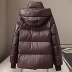 Women__ Goose Down Puffer with Hood and Zip Pockets